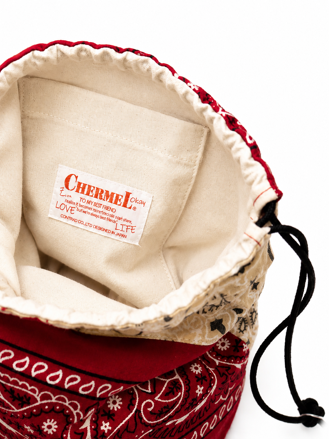BANDANA Remake Bag - RED × BEIGE